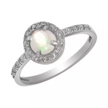 Серебряное кольцо с опалом и фианитами