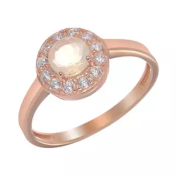 Серебряное кольцо с натуральным опалом и фианитами