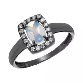 Серебряное кольцо с натуральным опалом и фианитами