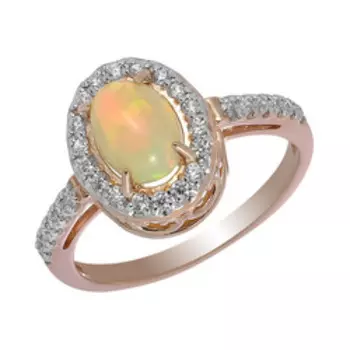 Серебряное кольцо с опалом и фианитами