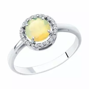 Серебряное кольцо с опалом и фианитами