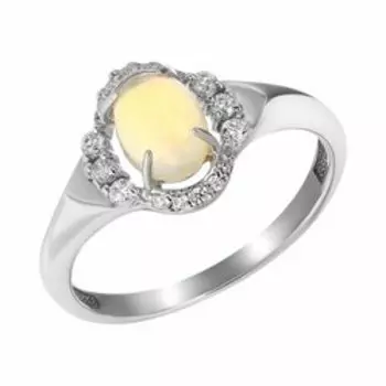 Серебряное кольцо с опалом и фианитами