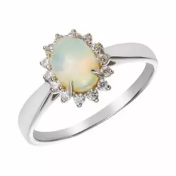 Серебряное кольцо с опалом и фианитами