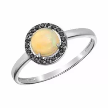 Серебряное кольцо с натуральным опалом и шпинелью
