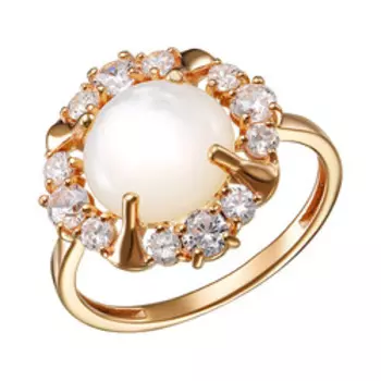 Серебряное кольцо с перламутром и фианитами