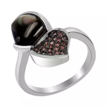 Серебряное кольцо с перламутром и кубическим цирконием