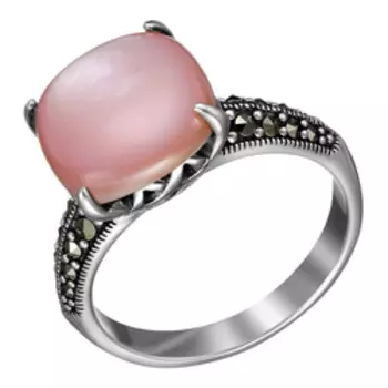 Серебряное кольцо с перламутром и марказитами