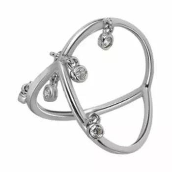 Серебряное кольцо с подвесными элементами и кубическим цирконием