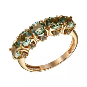 Серебряное кольцо с празиолитами и белыми топазами