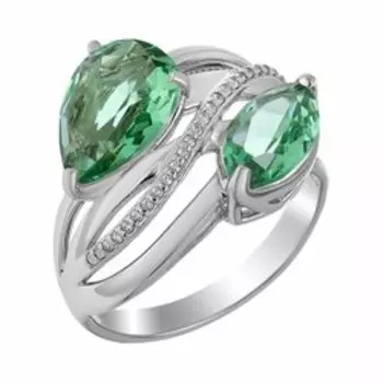 Серебряное кольцо с празиолитами и фианитами