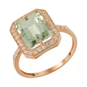 Серебряное кольцо с празиолитом и фианитами