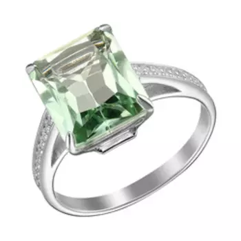 Серебряное кольцо с празиолитом и фианитами