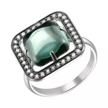 Серебряное кольцо с празиолитом и фианитами