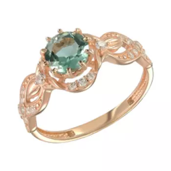 Серебряное кольцо с празиолитом и фианитами