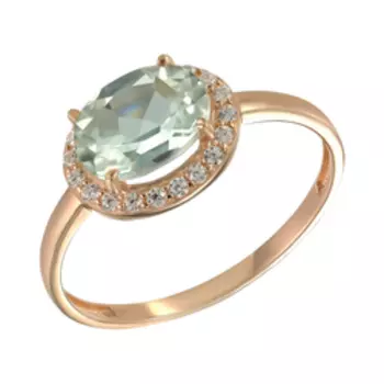 Серебряное кольцо с празиолитом и фианитами