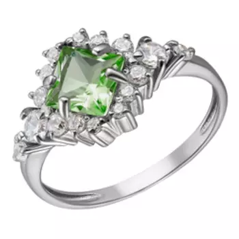 Серебряное кольцо с празиолитом и фианитами