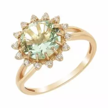 Серебряное кольцо с празиолитом и фианитами