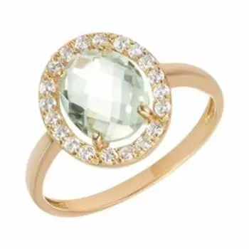 Серебряное кольцо с празиолитом и фианитами