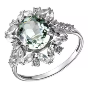 Серебряное кольцо с празиолитом и топазами