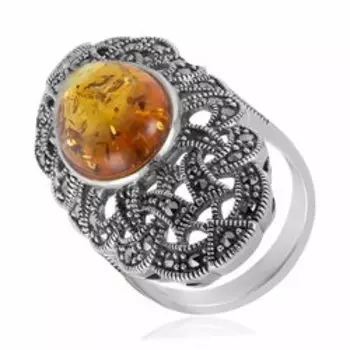 Серебряное кольцо с янтарем