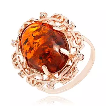 Серебряное кольцо с янтарем