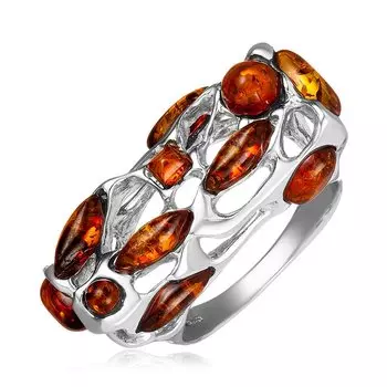 Серебряное кольцо с янтарем