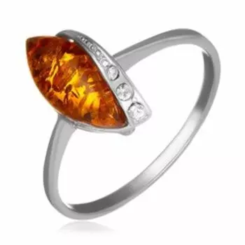 Серебряное кольцо с янтарем