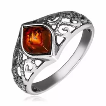 Серебряное кольцо с янтарем