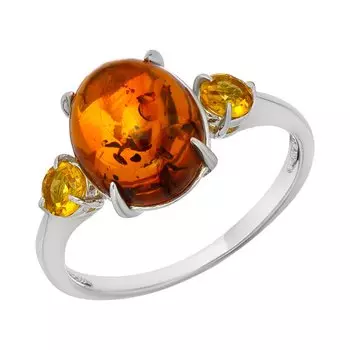 Серебряное кольцо с янтарем