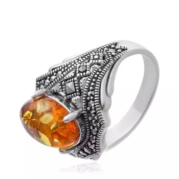 Серебряное кольцо с янтарем