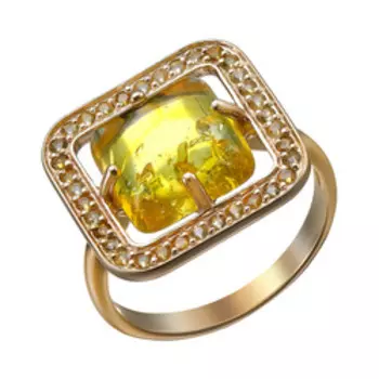 Серебряное кольцо с янтарем и цитринами