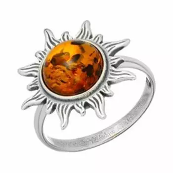 Серебряное кольцо с янтарем "Солнце"