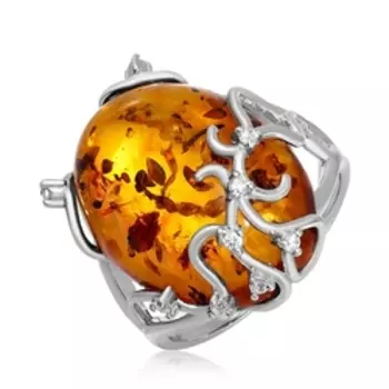 Серебряное кольцо с янтарём