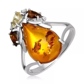 Серебряное кольцо с янтарём