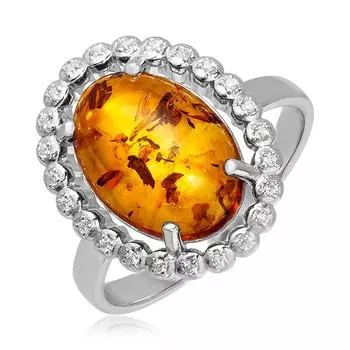 Серебряное кольцо с янтарём