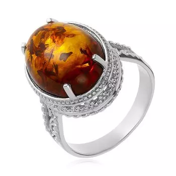 Серебряное кольцо с янтарём
