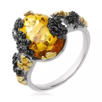 Серебряное кольцо с янтарём
