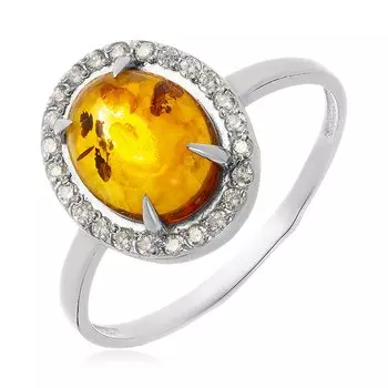 Серебряное кольцо с янтарём