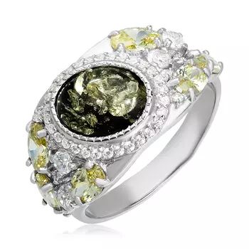 Серебряное кольцо с янтарём