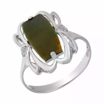 Серебряное кольцо с яшмой Пикассо и фианитами