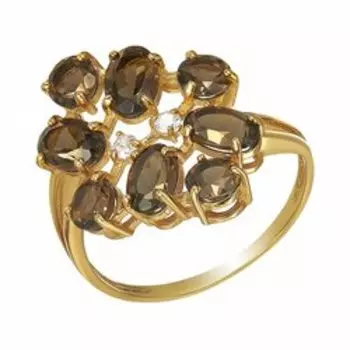 Серебряное кольцо с раухтопазами и фианитами