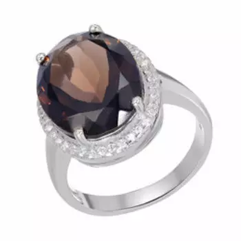 Серебряное кольцо с раухтопазом и фианитами