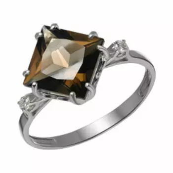 Серебряное кольцо с раухтопазом и фианитами