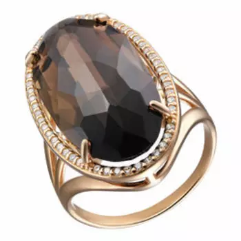 Серебряное кольцо с раухтопазом и фианитами