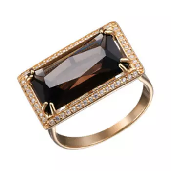 Серебряное кольцо с раухтопазом и фианитами