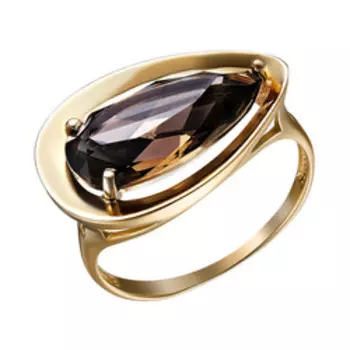 Серебряное кольцо с раухтопазом и фианитами