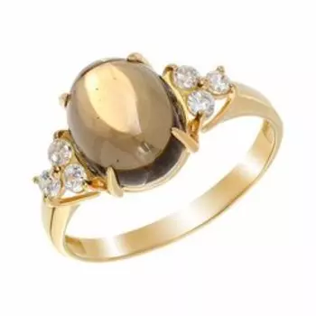 Серебряное кольцо с раухтопазом и фианитами