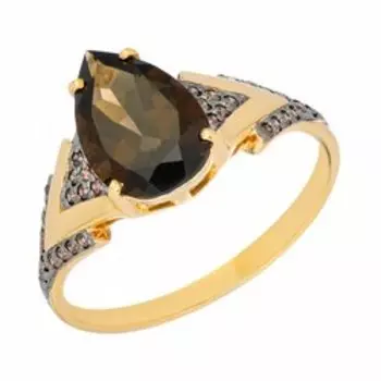 Серебряное кольцо с раухтопазом и фианитами