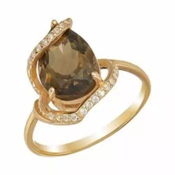 Серебряное кольцо с раухтопазом и фианитами