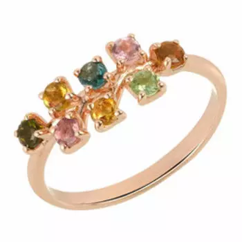 Серебряное кольцо с разноцветными турмалинами